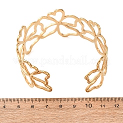 304 Stainless Steel Hollow Flower Outline Open Cuff Bangles for Women&nbsp;SA-CBABC9E-02G