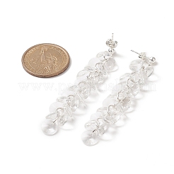 Glass Disc Beaded Tassel Dangle Stud Earrings&nbsp;EJEW-TA00214