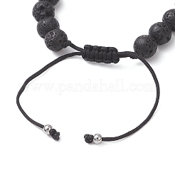 Natural Mixed Gemstone & Lava Rock Beads Braided Bead Bracelets for Women&nbsp;BJEW-JB12924