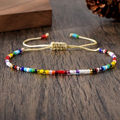 Adjustable Rainbow Glass Seed Beads Braided Bracelets for Women&nbsp;CA5956
