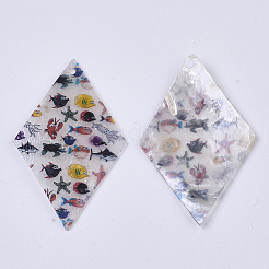 Printed Capiz Shell Pendants&nbsp;LS-SHEL-T016-08D