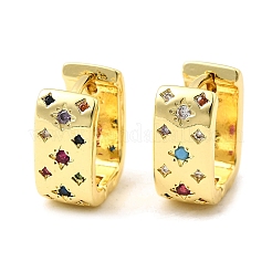 Brass Micro Pave Cubic Zirconia Rectangle Dangle Earrings&nbsp;EJEW-L305-08G-01
