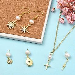 6Pcs 6 Styles Brass & Natural Pearl Flower Star Sun Pendants&nbsp;KK-CJ0002-77
