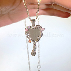 Heart Magic Mirror Alloy Pendant Necklaces for Women&nbsp;WH-WGD9B28-01