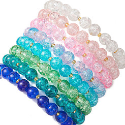 8Pcs 8 Colors Spray Painted Crackle Glass Beads Stretch Bracelets for Men Women&nbsp;BJEW-MZ00204