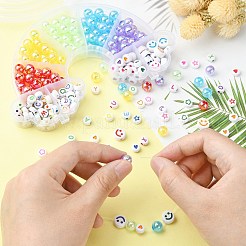 302Pcs 9 Style Transparent & Opaque Rainbow Iridescent Acrylic Beadss Plated and Enamel&nbsp;MACR-CJ0001-55