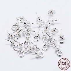 925 Sterling Silver Cup Pearl Bail Pin Pendants&nbsp;STER-F036-04S-3mm