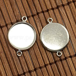 14mm Dome Clear Glass Cover and Platinum Brass Cabochon Connector Setting Sets&nbsp;DIY-X0088-P-NR