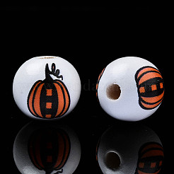 Autumn Theme Printed Natural Wood Beads&nbsp;WOOD-S057-081