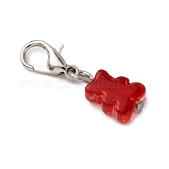 Glass Bear Pendant Decorations&nbsp;HJEW-JM04073-02