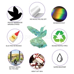 7PCS 2 Styles PVC Stickers Dazzling Color Window Stickers 3D Laser Hummingbird Electrostatic Glass Window Stickers&nbsp;JX828A