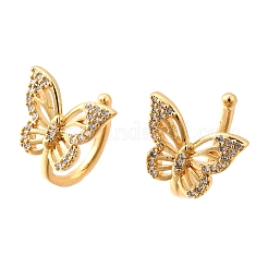 Brass Micro Pave Clear Cubic Zirconia Cuff Earrings&nbsp;EJEW-F370-23G