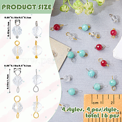 16Pcs 4 Styles Natural Quartz Crystal Charms with April Birthstone Connector Charms&nbsp;PALLOY-SW00122