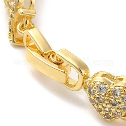 Cubic Zirconia Heart Link Chain Bracelet&nbsp;BJEW-M296-05G