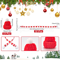 12Pcs Woolen Crochet Mini Hat with Pom Pom Ball with 12Pcs Mini Knitting Wool Yarn Scarf with 1Pc Rectangle Plastic Bags&nbsp;AJEW-SC0003-46A