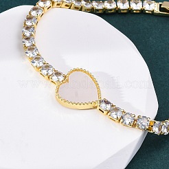 Brass Micro Pave Cubic Zirconia Link Chain Bracelets for Women&nbsp;BJEW-K273-01G-06