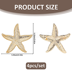 4Pcs Starfish Alloy Brooch&nbsp;JEWB-FH0002-85G