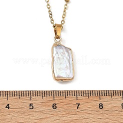 Baroque Natural Keshi Pearl Rectangle Pendant 304 Stainless Steel Satellite Chain Necklaces for Women&nbsp;NJEW-JN06239