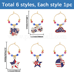 6Pcs Glass Wine Glass Charms&nbsp;AJEW-SC00081