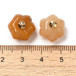 Natural Topaz Jade Pumpkin Charms with Golden Tone Brass Bails&nbsp;G-C158-06G-02
