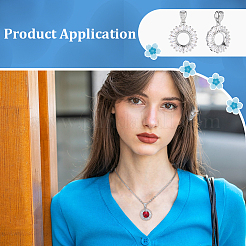 2Pcs 925 Sterling Silver Micro Pave Clear Cubic Zirconia Pendant Settings&nbsp;STER-PH0005-06