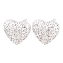 Brass Micro Pave Clear Cubic Zirconia Stud Earrings&nbsp;EJEW-G471-31P-02