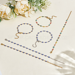 6Pcs 3 Colors Stainless Steel & Enamel Link Bracelets for Women&nbsp;BJEW-GO0001-30