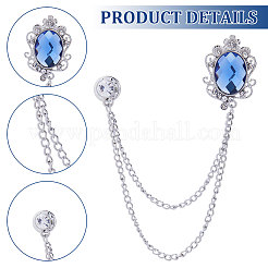 4Pcs 4 Colors Glass Oval Hanging Chain Brooches&nbsp;JEWB-GF0001-37