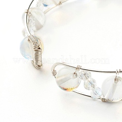 Synthetic Moonstone Beads Reiki Healing Cuff Bangle&nbsp;X1-BJEW-TA00023-05