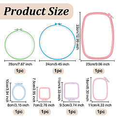 7Pcs 7 Styles Adjustable ABS Plastic Embroidery Hoops&nbsp;EMBR-OC0001-01