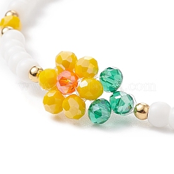 Glass Flower & Shell Pearl Beaded Dangle Earrings Bracelet Necklace&nbsp;SJEW-TA00006