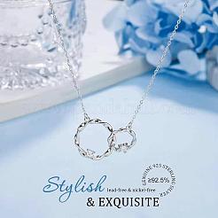 Occidental Style Brass Crystal Rhinestone Twisted Two Rings Heart Necklaces for Women&nbsp;WG6907A-01