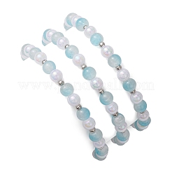 3Pcs 3 Styles Round Acrylic & Glass Beaded Stretch Bracelet Sets&nbsp;BJEW-JB10730-02