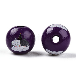 Halloween Theme Wood European Beads&nbsp;WOOD-N016-04M