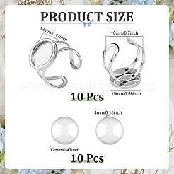 10Pcs 201 Stainless Steel Cuff Pad Ring Settings&nbsp;STAS-ME0002-81