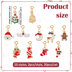 20Pcs 10 Styles Christmas Alloy Enamel Pendants Decorations&nbsp;PALLOY-FH00174
