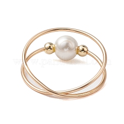 Round Shell Pearl Beaded Ring&nbsp;RJEW-TA00134