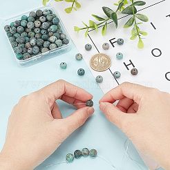 Frosted Natural African Turquoise(Jasper) Round Beads&nbsp;G-OC0001-07