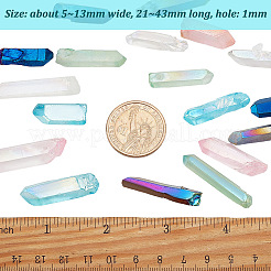 6 Sets 6 Colors Electroplated Natural Quartz Crystal Beads Strands&nbsp;G-OC0004-03