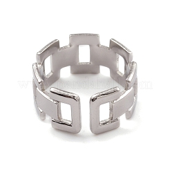 Non-Tarnish 304 Stainless Steel Hollow Out Rectangle Open Cuff Rings for Women&nbsp;RJEW-G285-55P