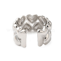 Heart Double Layer Brass Open Cuff Rings for Women&nbsp;RJEW-A046-02P