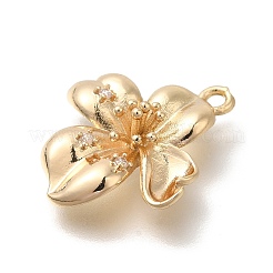Flower Rack Plating Brass Micro Pave Cubic Zirconia Pendants&nbsp;KK-S399-04B