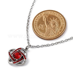 304 Stainless Steel Hyacinth Rhinestone Criss-cross Pendant Cable Chain Necklaces for Women&nbsp;STAS-Z114-21P