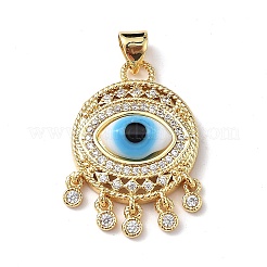 Lampwork Evil Eye Pendants with Colorful Cubic Zirconia&nbsp;ZIRC-L102-14G-02