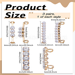 3 Pairs 3 Styles Plastic Imitation Pearl & Crystal Rhinestone Shoe Lace Decoration&nbsp;FIND-LP0003-68