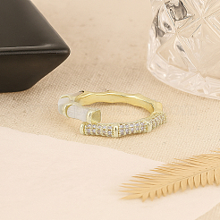 1Pc Brass Bamboo Joint Cuff Rings&nbsp;RJEW-LP0003-50