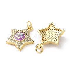 Brass Micro Pave Clear Cubic Zirconia Pendants&nbsp;KK-C045-23G