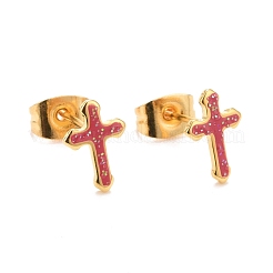 304 Stainless Steel Enamel Stud Earrings&nbsp;EJEW-B009-15G
