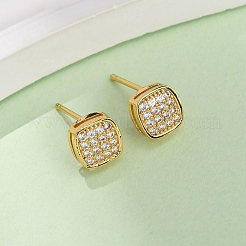 Brass Micro Pave Cubic Zirconia Stud Earrings&nbsp;EJEW-F418-01G-01