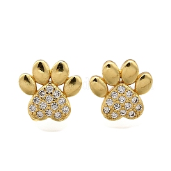 Clear Cubic Zirconia Dog Claw Print Stud Earrings&nbsp;EJEW-C035-02G